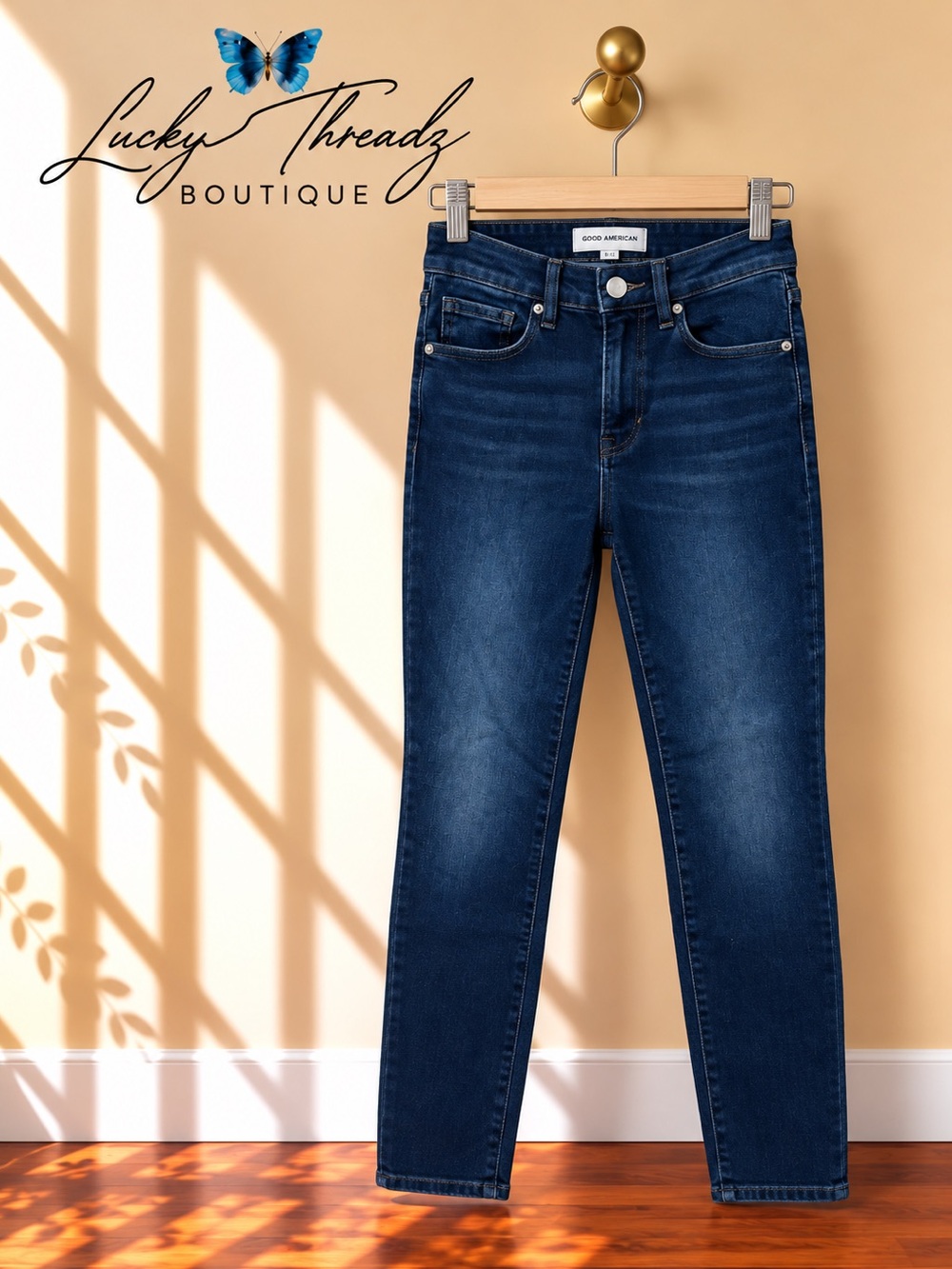 Good American Good Classic Skinnyish Slim Straight Jeans Women Size 6/12 Indigo